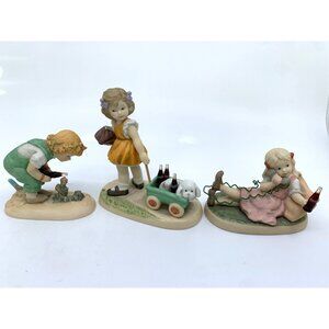 Lot of 3 Enesco Coca Cola Simpler Days Porcelain Figurines Coke Advertising 1998